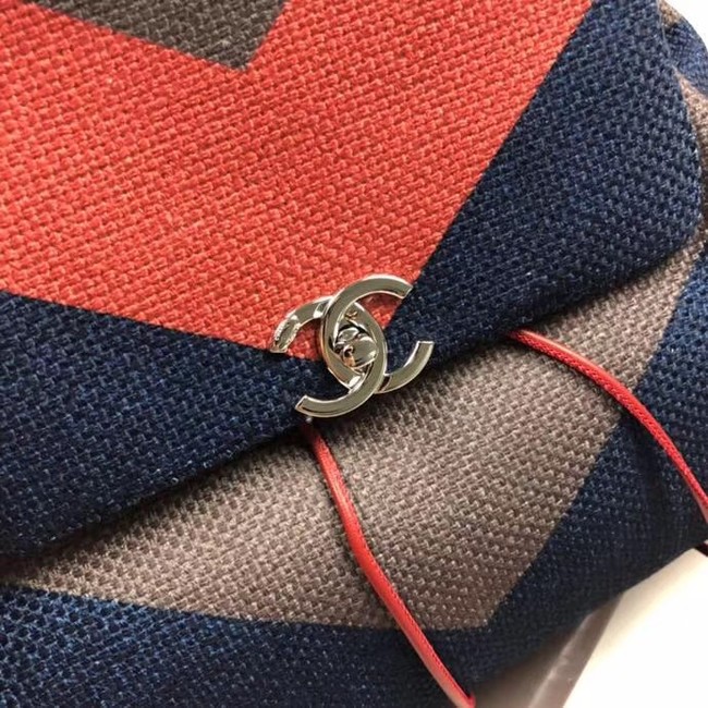 CHANEL Small Backpack 33659 Blue&orange&grey 