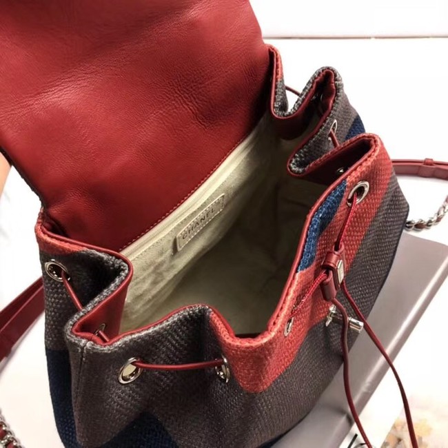 CHANEL Small Backpack 33659 Blue&orange&grey 