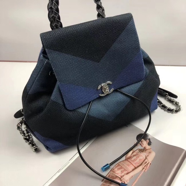 CHANEL Small Backpack 33659 Blue&black