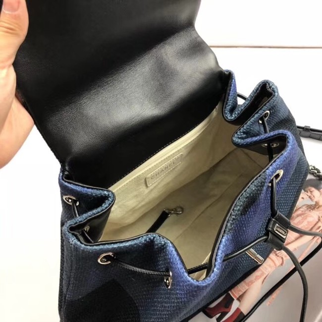 CHANEL Small Backpack 33659 Blue&black 