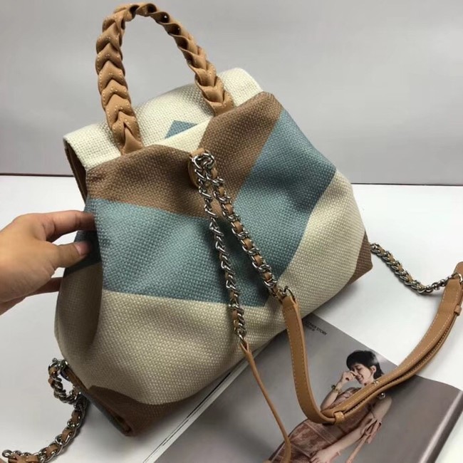 CHANEL Small Backpack 33659 Blue&brown&white 