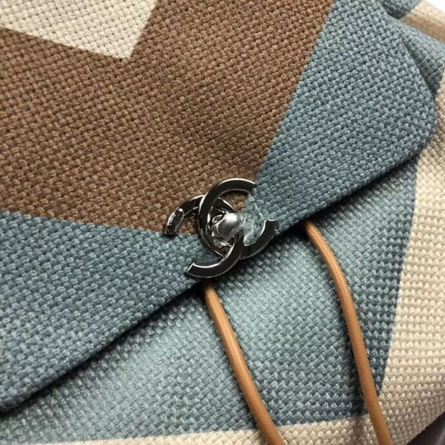 CHANEL Small Backpack 33659 Blue&brown&white 