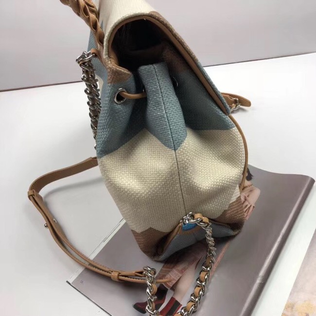 CHANEL Small Backpack 33659 Blue&brown&white 