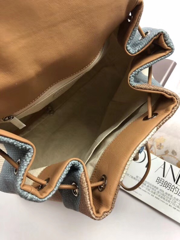 CHANEL Small Backpack 33659 Blue&brown&white 