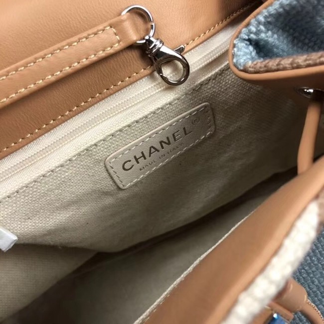 CHANEL Small Backpack 33659 Blue&brown&white 