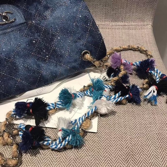 Chanel Flap Bag Original Denim Shoulder Bag D1113 blue 
