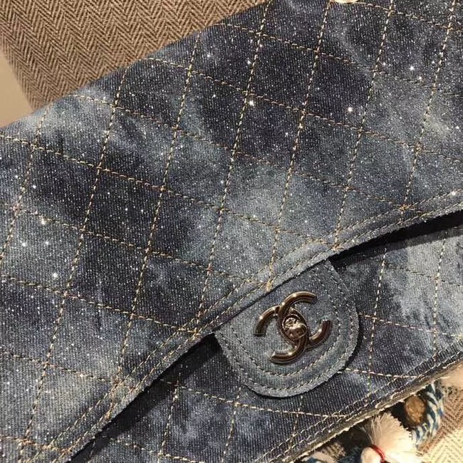 Chanel Flap Bag Original Denim Shoulder Bag D1113 dark grey 