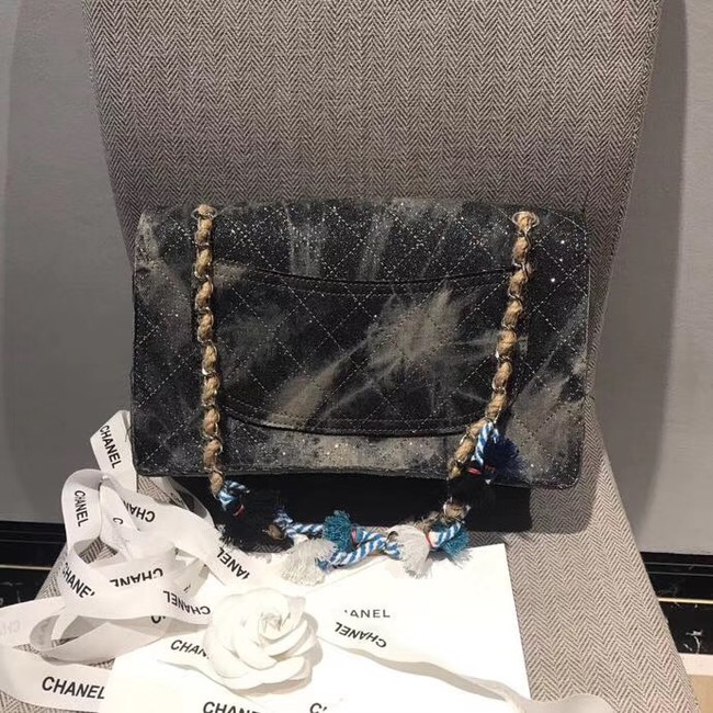 Chanel Flap Bag Original Denim Shoulder Bag D1113 dark grey 