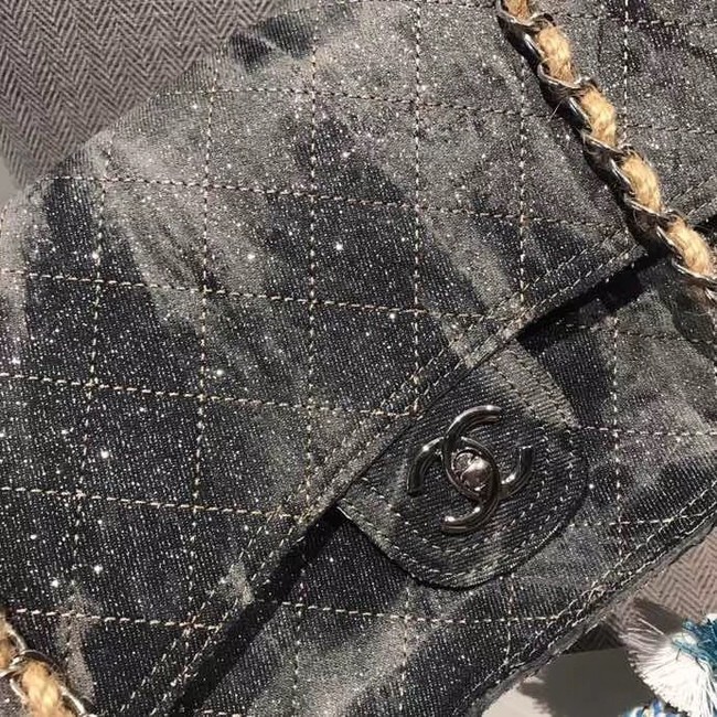 Chanel Flap Bag Original Denim Shoulder Bag D1113 dark grey 
