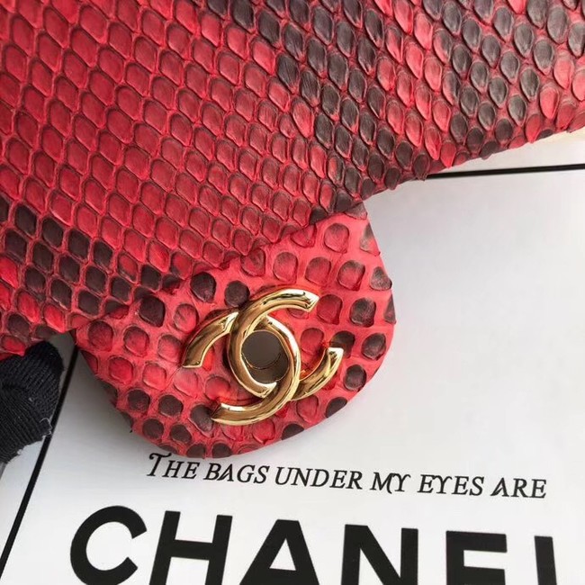 Chanel Mini Flap Bag Python & Gold-Tone Metal A69900 red 
