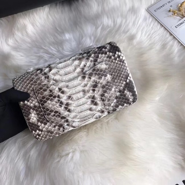 Chanel Mini Flap Bag Python & Gold-Tone Metal A69900 grey 