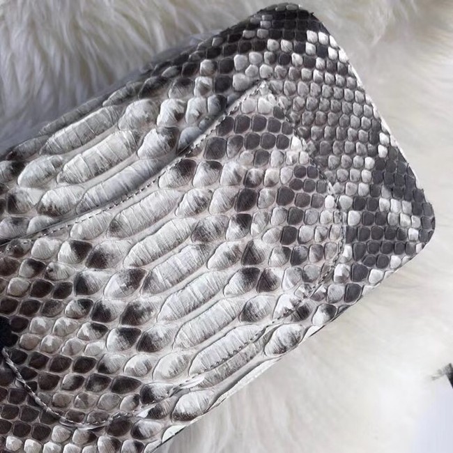 Chanel Mini Flap Bag Python & Gold-Tone Metal A69900 grey 