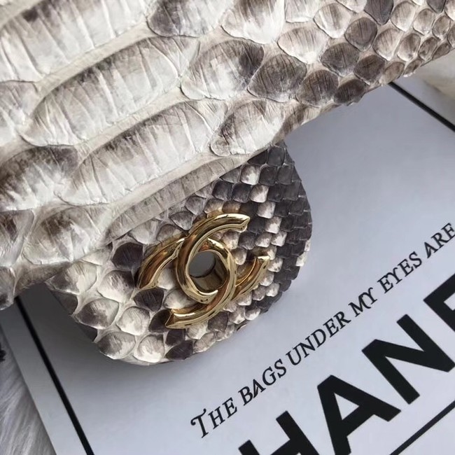 Chanel Mini Flap Bag Python & Gold-Tone Metal A69900 grey 