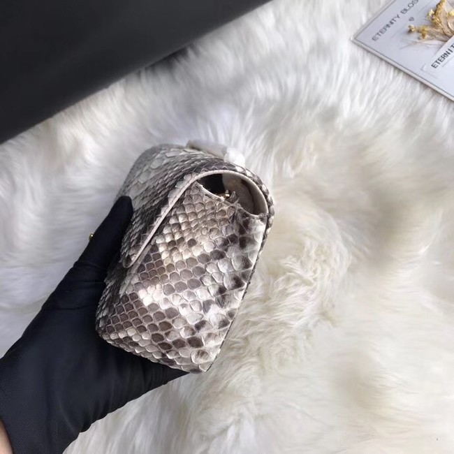 Chanel Mini Flap Bag Python & Gold-Tone Metal A69900 grey 