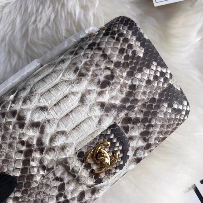 Chanel Mini Flap Bag Python & Gold-Tone Metal A69900 grey 