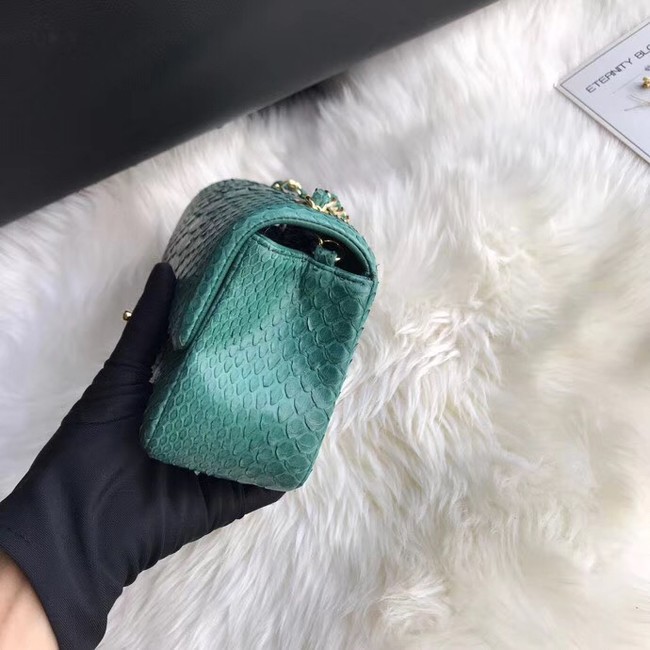 Chanel Mini Flap Bag Python & Gold-Tone Metal A69900 green 