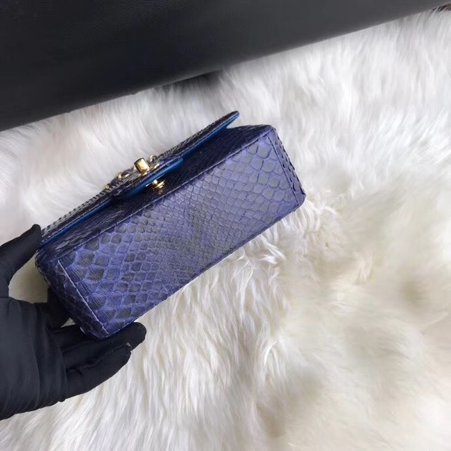 Chanel Mini Flap Bag Python & Gold-Tone Metal A69900 dark blue 