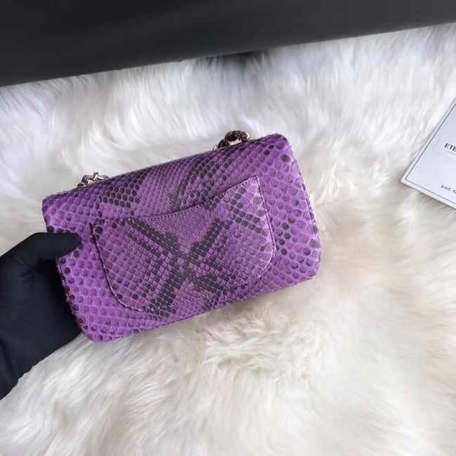 Chanel Mini Flap Bag Python & Gold-Tone Metal A69900 purple 