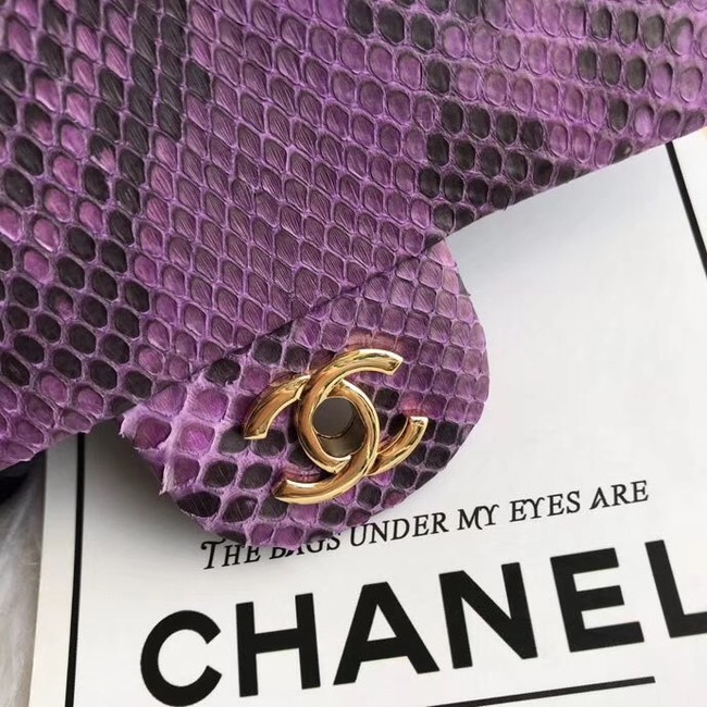 Chanel Mini Flap Bag Python & Gold-Tone Metal A69900 purple 