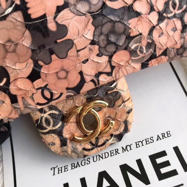 Chanel Mini Flap Bag Python & Gold-Tone Metal B69900 pink 