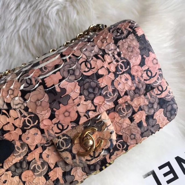Chanel Mini Flap Bag Python & Gold-Tone Metal B69900 pink 