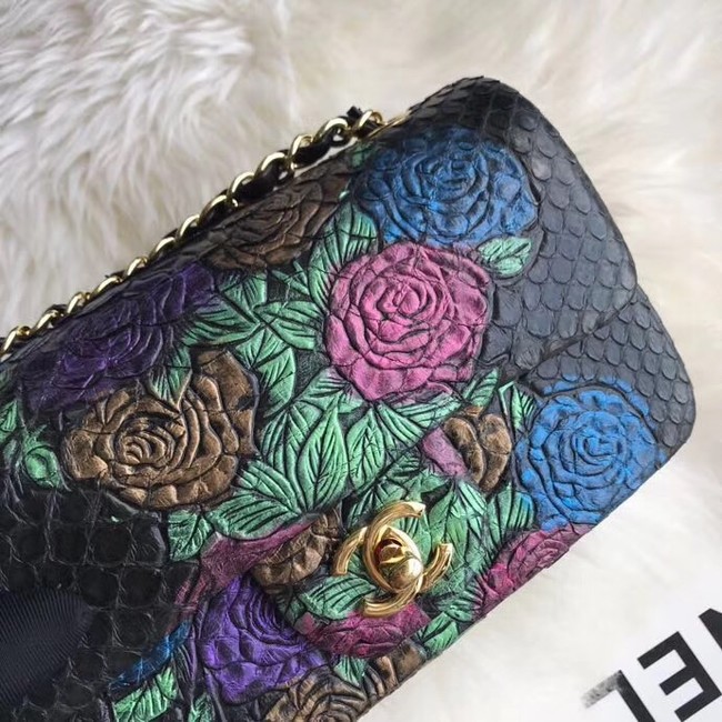 Chanel Mini Flap Bag Python & Gold-Tone Metal c69900 black 