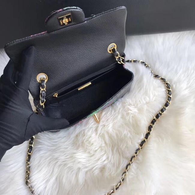 Chanel Mini Flap Bag Python & Gold-Tone Metal c69900 black 