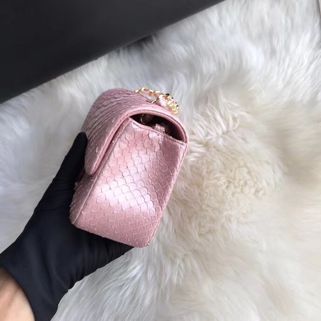 Chanel Mini Flap Bag Python & Gold-Tone Metal d69900 Pink 