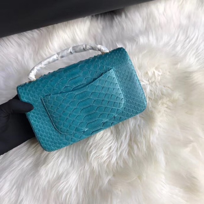 Chanel Mini Flap Bag Python & Gold-Tone Metal A69900 blue 