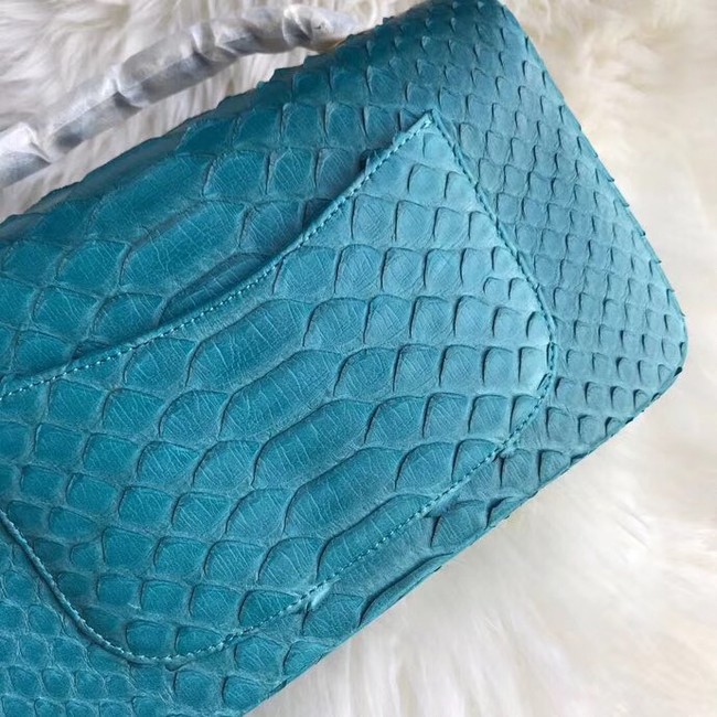 Chanel Mini Flap Bag Python & Gold-Tone Metal A69900 blue 