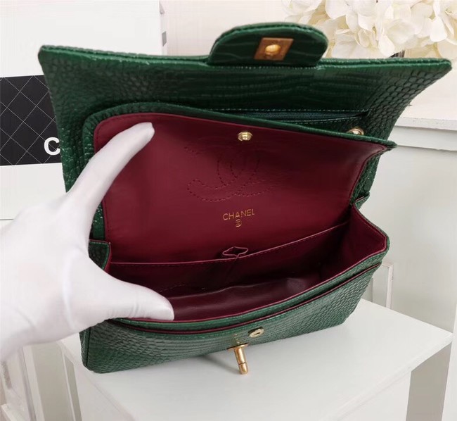 Chanel Classic Handbag Alligator & Gold-Tone Metal A01112 green 