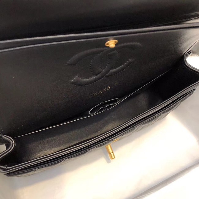 CHANEL Classic Handbag Lambskin Gold-Tone & Ruthenium-Finish Metal A01112 Black 