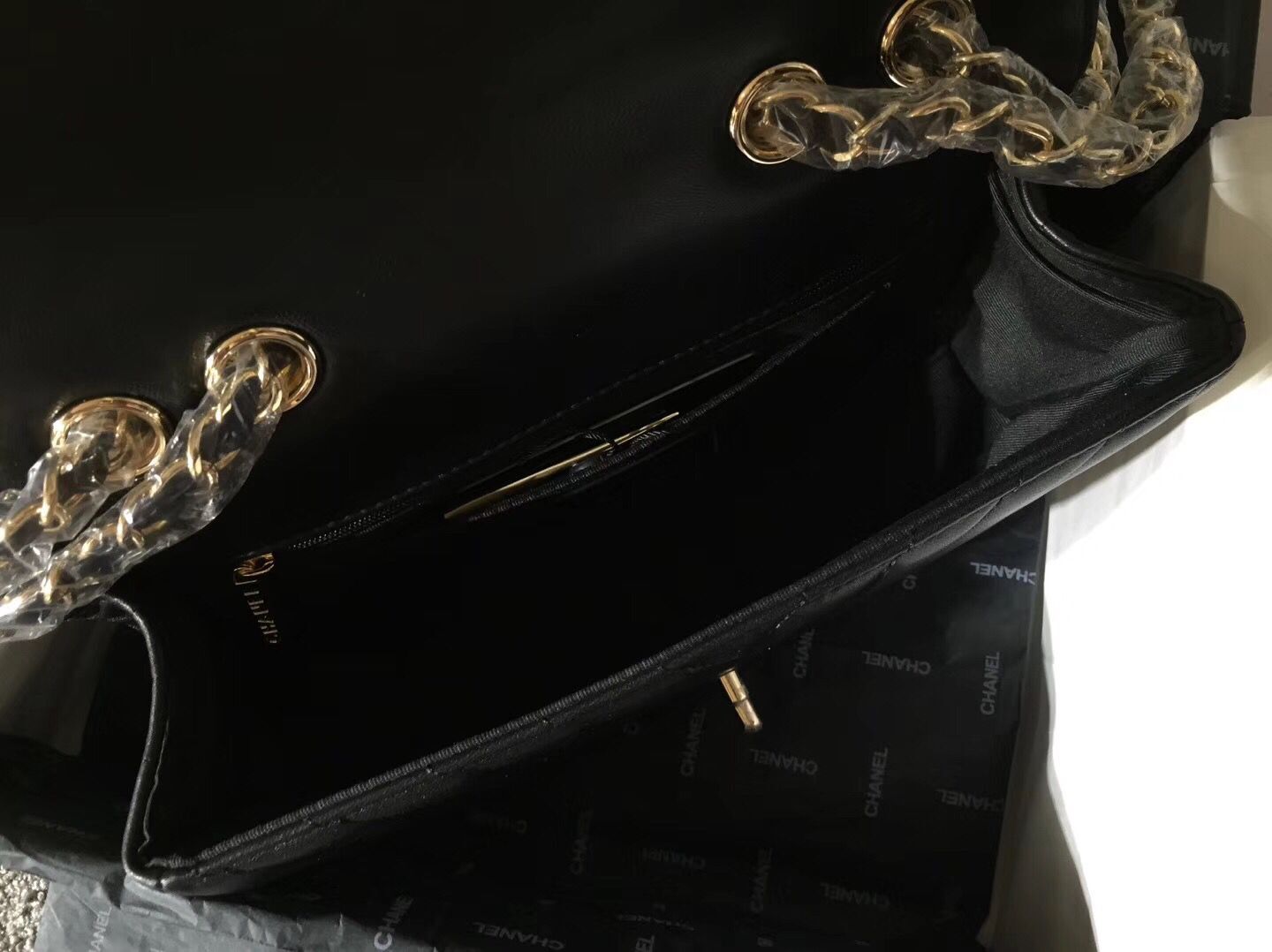 CHANEL Flap Bag Calfskin & Gold-Tone Metal A91588 black 