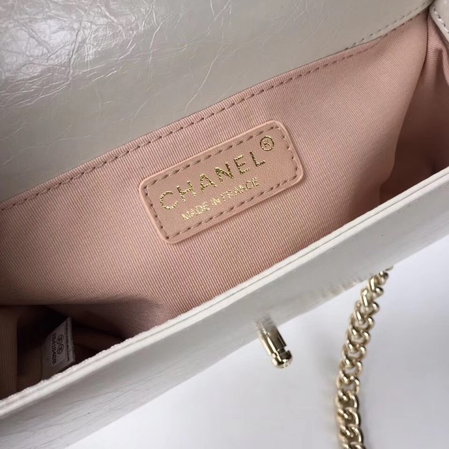 BOY CHANEL Handbag Crumpled Calfskin & Gold-Tone Metal A67086 white 