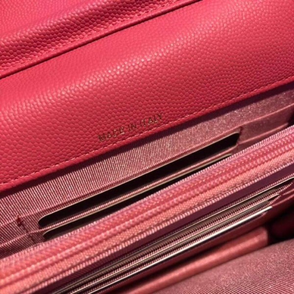 Chanel Grained Calfskin Boy Square Wallet on Chain WOC Rosy 2018 Collection
