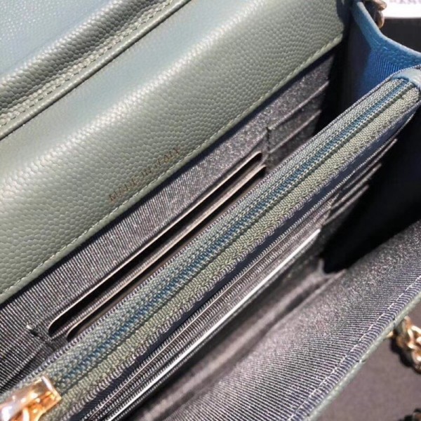 Chanel Grained Calfskin Boy Square Wallet on Chain WOC Olive Green 2018 Collection