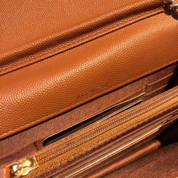 Chanel Grained Calfskin Boy Square Wallet on Chain WOC Toffee 2018 Collection