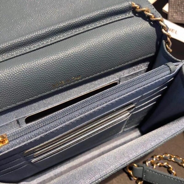 Chanel Grained Calfskin Boy Square Wallet on Chain WOC Cobalt Blue 2018 Collection