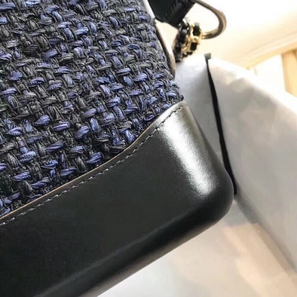 Chanel Tweed/Calfskin Gabrielle Small Hobo Bag A91810 Navy Blue Blue 2018 Collection