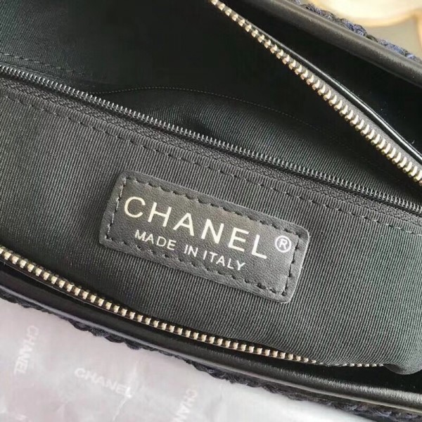 Chanel Tweed/Calfskin Gabrielle Medium Hobo Bag A93824 Navy Blue 2018 Collection
