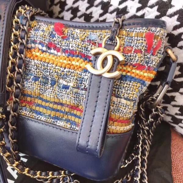 Chanel Tweed/Calfskin Gabrielle Small Hobo Bag A91810 Multicolor/Blue 2018 Collection