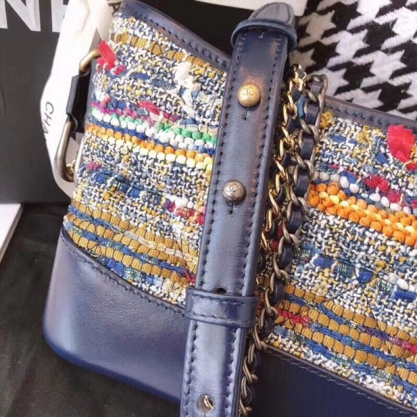 Chanel Tweed/Calfskin Gabrielle Small Hobo Bag A91810 Multicolor/Blue 2018 Collection