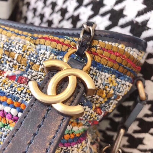 Chanel Tweed/Calfskin Gabrielle Medium Hobo Bag A93824 Multicolor/Blue 2018 Collection