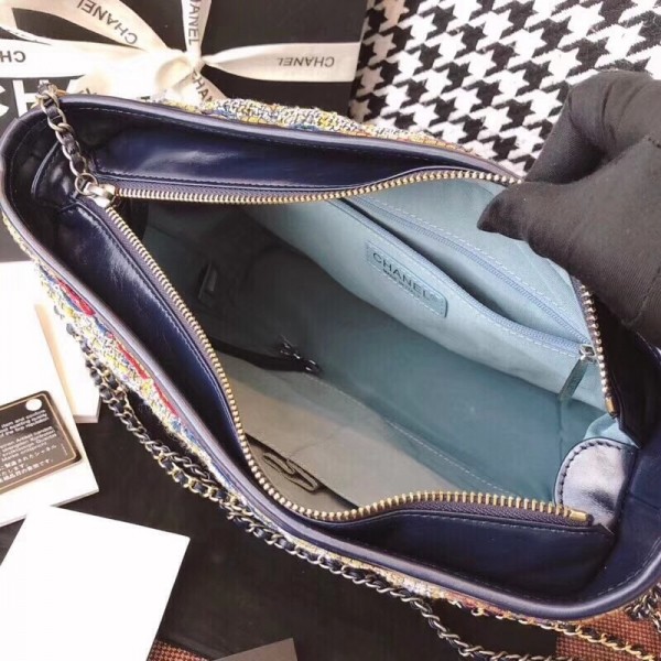 Chanel Tweed/Calfskin Gabrielle Medium Hobo Bag A93824 Multicolor/Blue 2018 Collection