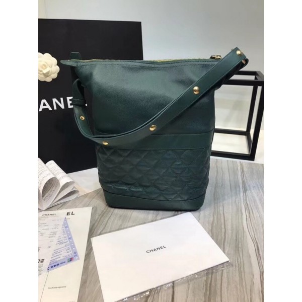 Chanel Grined Calfskin Hobo Handbag A57966 Green 2018 Collection