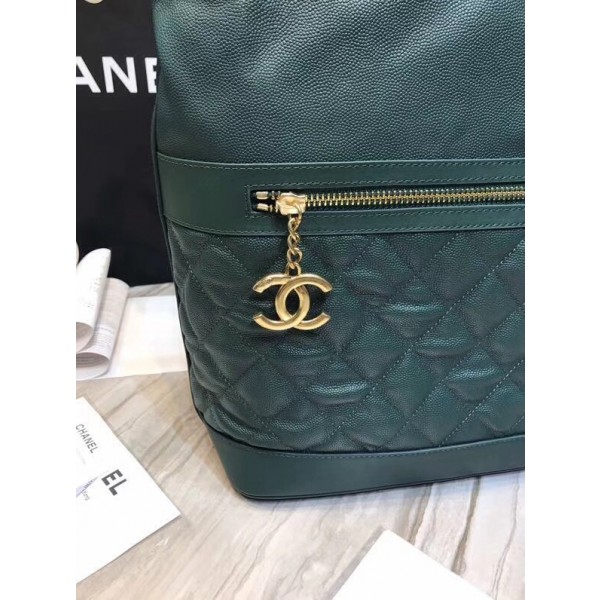 Chanel Grined Calfskin Hobo Handbag A57966 Green 2018 Collection