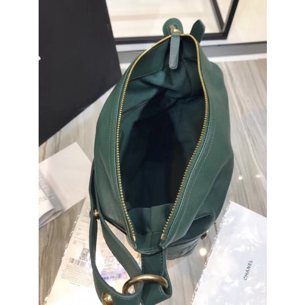 Chanel Grined Calfskin Hobo Handbag A57966 Green 2018 Collection