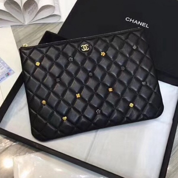 Chanel Lambskin 18k Charms Pouch A81619 Black 2018 Collection