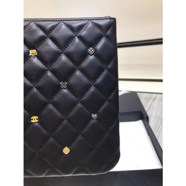 Chanel Lambskin 18k Charms Pouch A81619 Black 2018 Collection