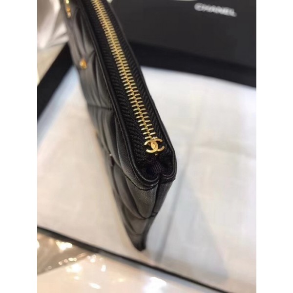 Chanel Lambskin 18k Charms Pouch A81619 Black 2018 Collection
